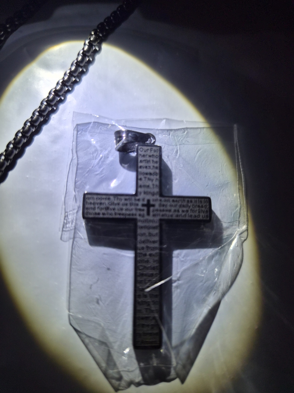 Engraved Black Cross Pendant Necklace
